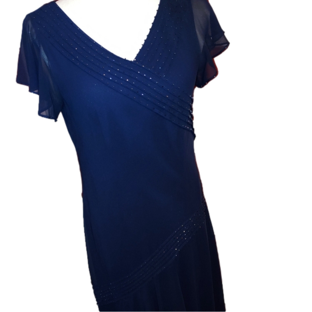 HP 🏆Blue Beaded Evening Cocktail Dress 6P